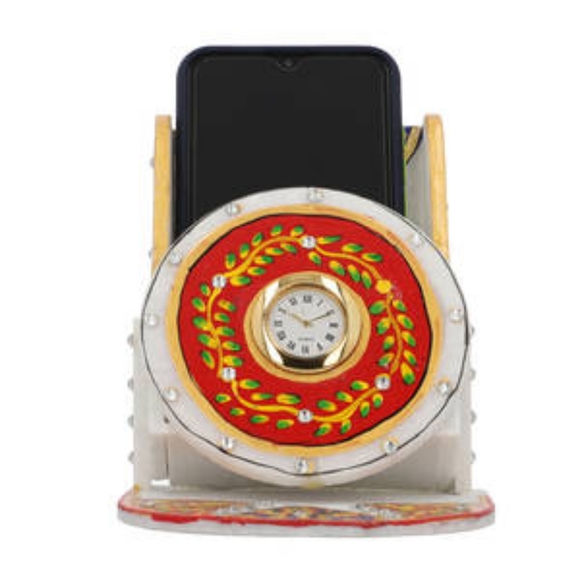 Marble Clock Phone Holder - Red, Green and Yellow - Picture 8 of 8